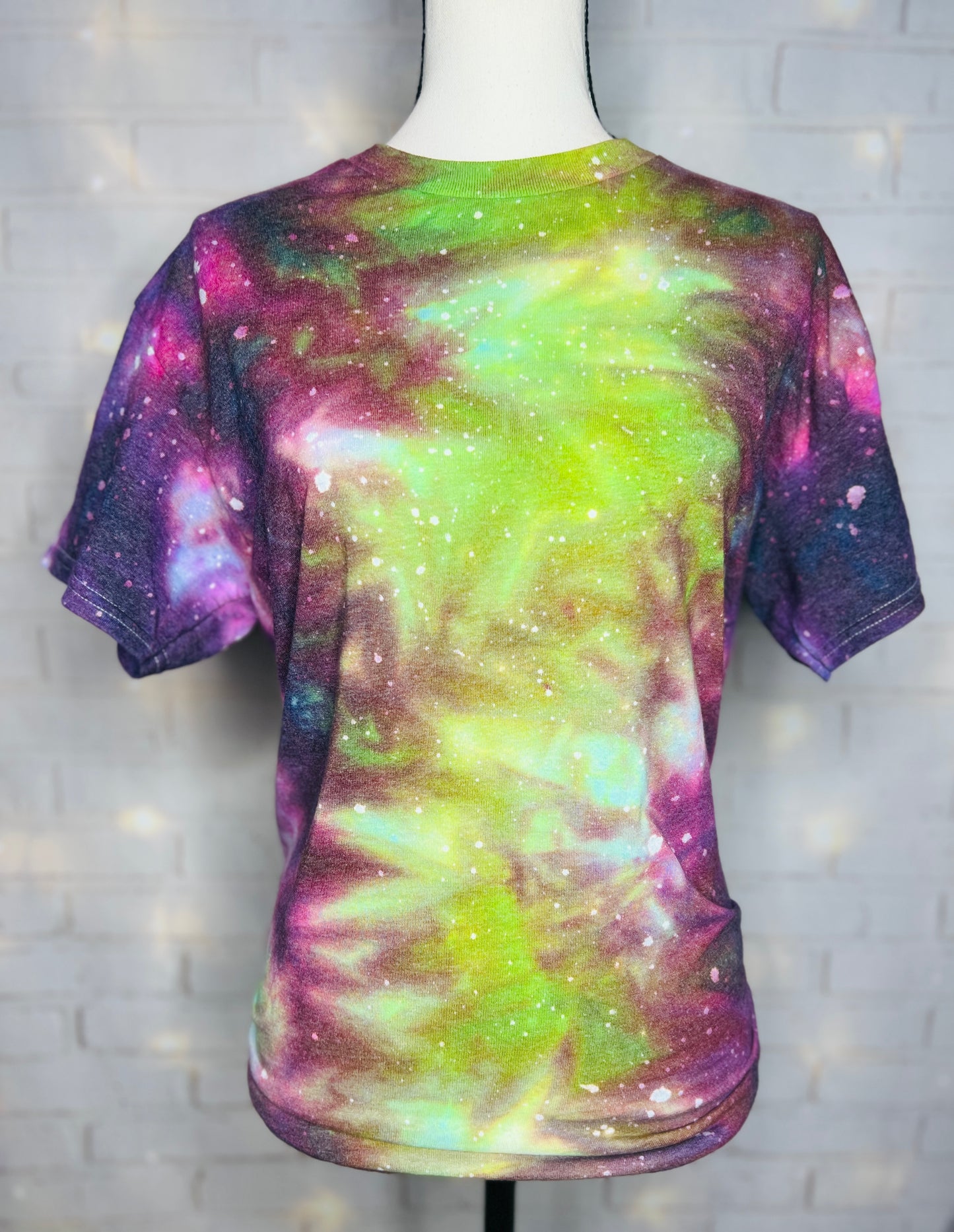 Harlequin Green Galaxy Ice Dyed Tie Dye Blank V Neck Medium